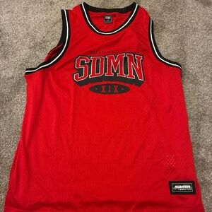 Red Sidemen clothing SDMN basketball jersey Youtube group channel